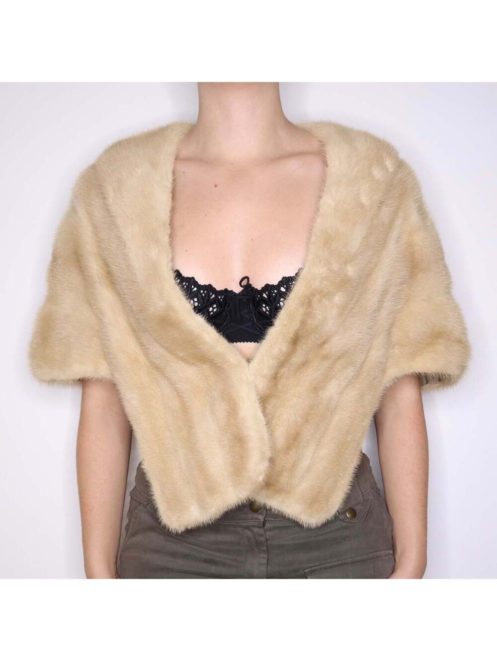 1960s HUDSON'S BAY Tan Mink Fur Shawl (S/M/L)